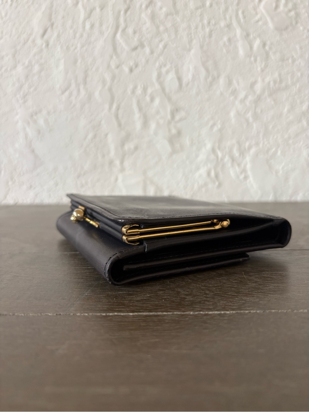 Vintage Coach Navy Water-buffalo Large Continental Kiss-Lock Wallet Clutch - Picture 5 of 10